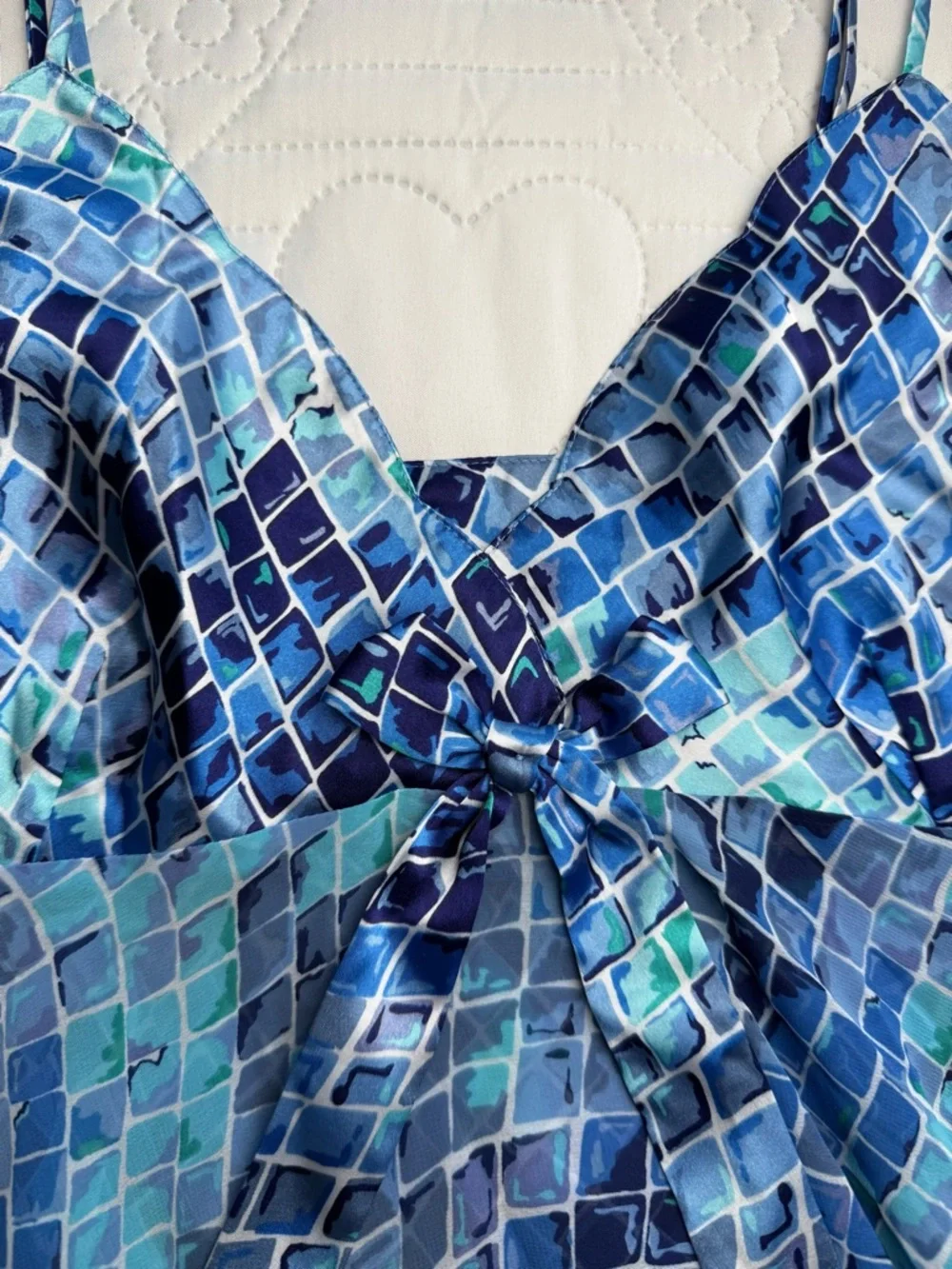Vintage 90s Victorias Secret Mosaic Reptile Blue Babydoll Slip Nightie Large - Picture 6 of 11